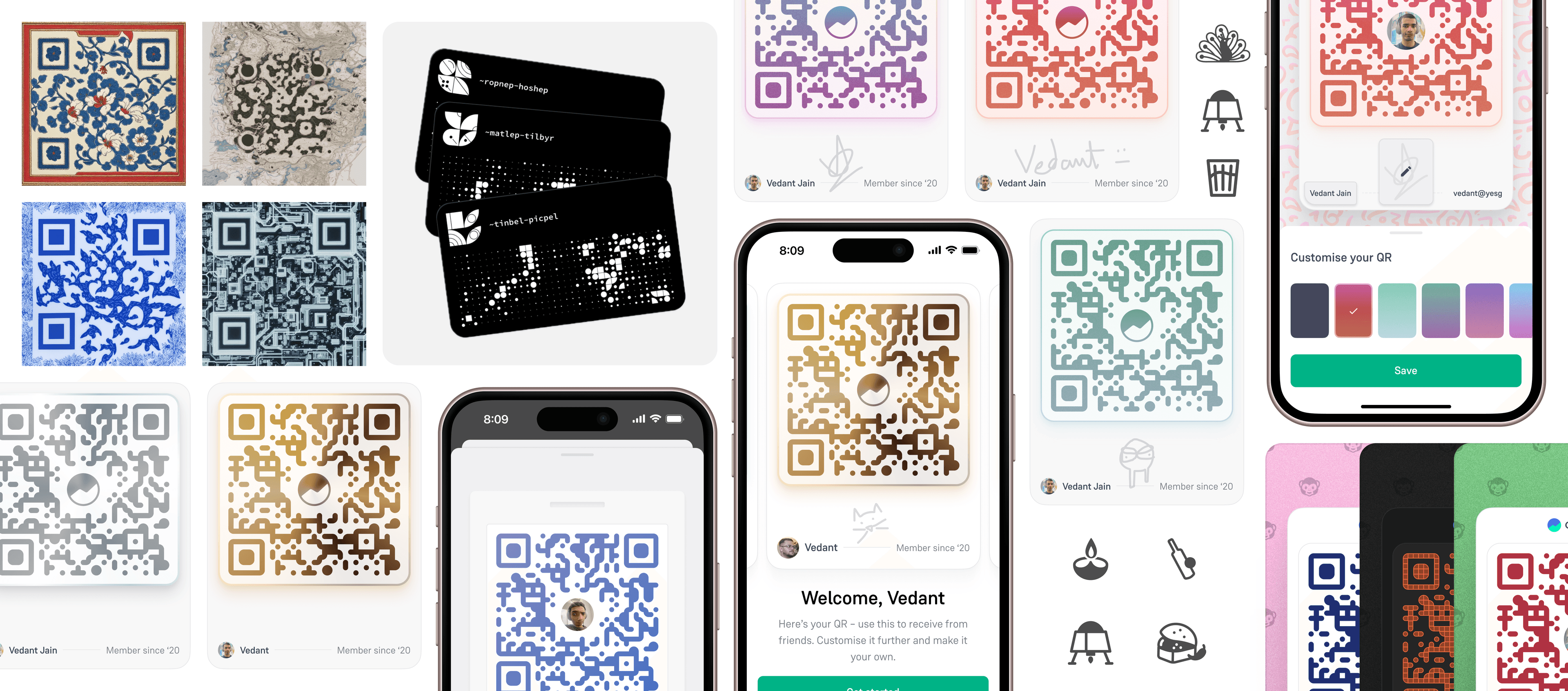 A cluster of some references and my explorations while designing the qr code.