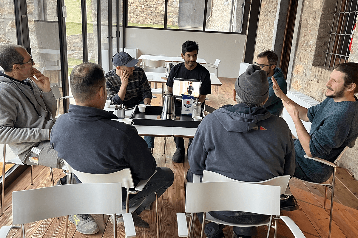 Talking to some construction workers